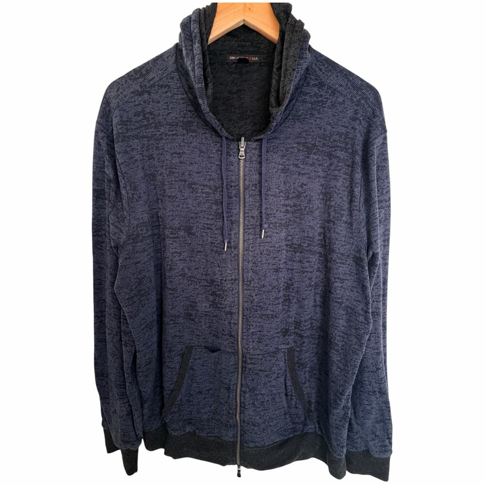John Varvatos Star USA Mens XXL Blue Full Zip Cowl Hoodie
